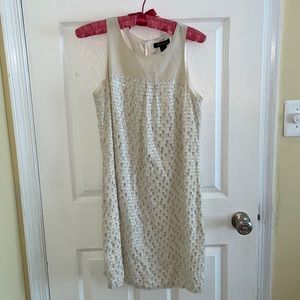 Creamy white and silver party dress from WHITE HOUSE / BLACK MARKET. SIZE = 8